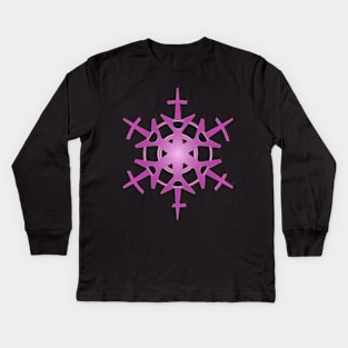 Pop Pink & Black Snowflake Kids Long Sleeve T-Shirt